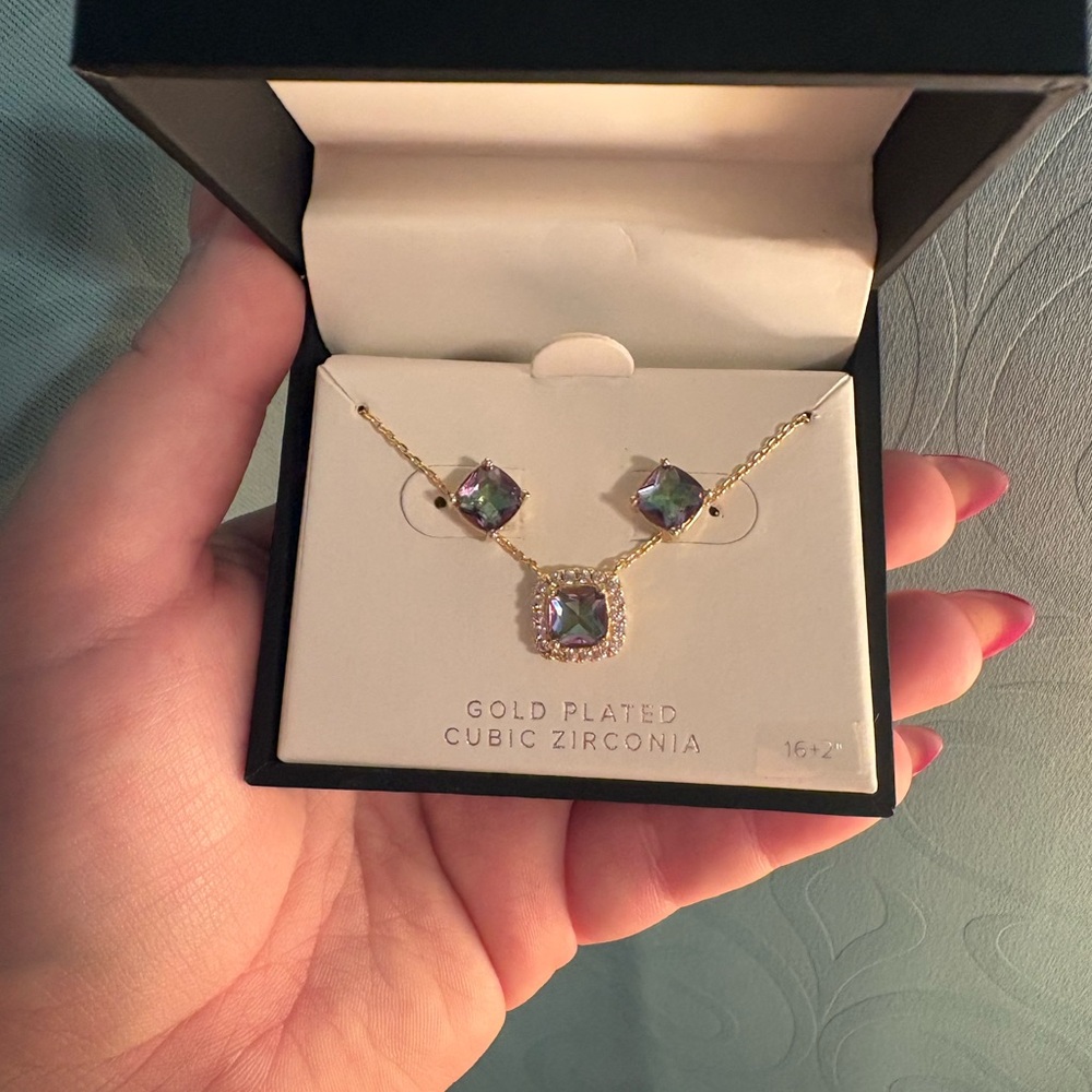 Gold Plated Cubic Zirconia Jewelry Set